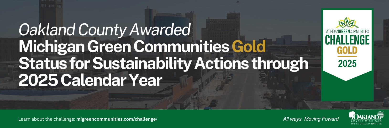 Oakland County Awarded Michigan Green Communities Gold Certification for Sustainability Efforts in 2024
